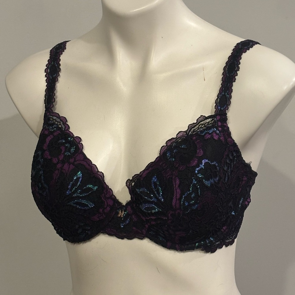 Savage X Fenty Lace Bra - Black and Purple  36DD